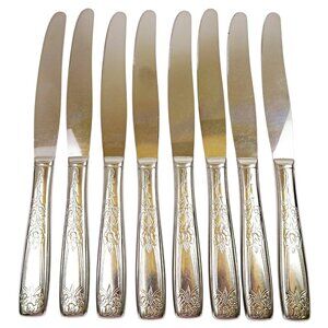 Sears Roebuck Rose Stainless Modern Hollow Knives (Set of 8) 8 5/8" Vintage